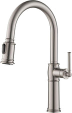 KRAUS Sellette Traditional Spot Free Stainless Steel Single Handle Pull-Down Kitchen Faucet with Deck Plate, KPF-1682SFS