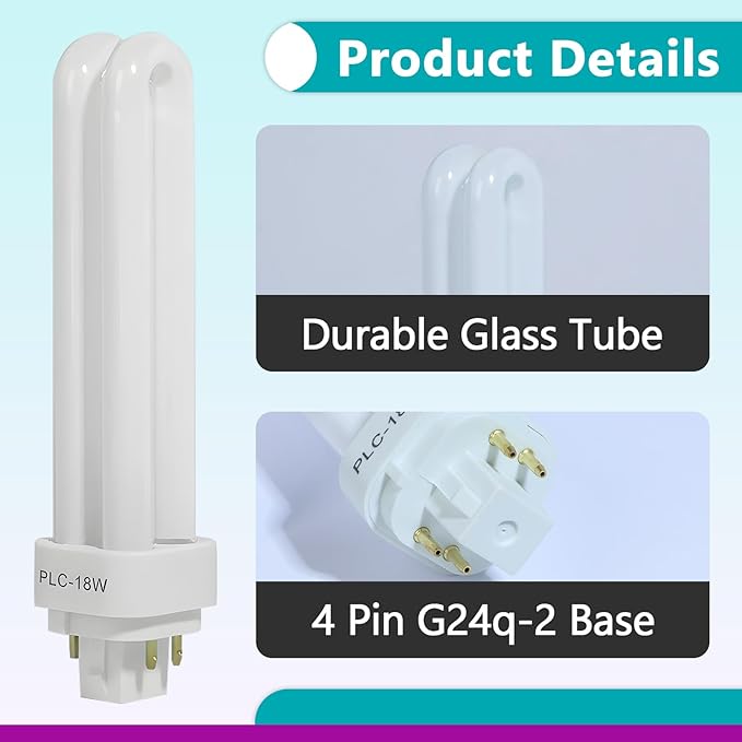 8PCS FDS18E35/4 CFL Light Bulbs Fits for Panasonic Fixtures,3500K 18W 4 Pin G24q-2 Base Plug-in Compact Fluorescent Lamp