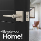 Mega Handles - Prime Entrance Handle, Entry Lever Door Handle, Heavy Duty Square Locking Lever Set for Left or Right-Handed Doors, Interior/Exterior Door Levers - Satin Nickel