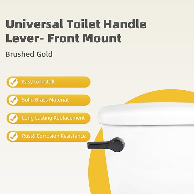 iFealClear 2 Pack Universal Metal Toilet Tank Flush Lever Replacement, Solid Brass Front Mount Handle Toilet Tank Trip Lever with 2 Pieces Stainless Steel Flapper Chains, Oil Rubbed Bronze