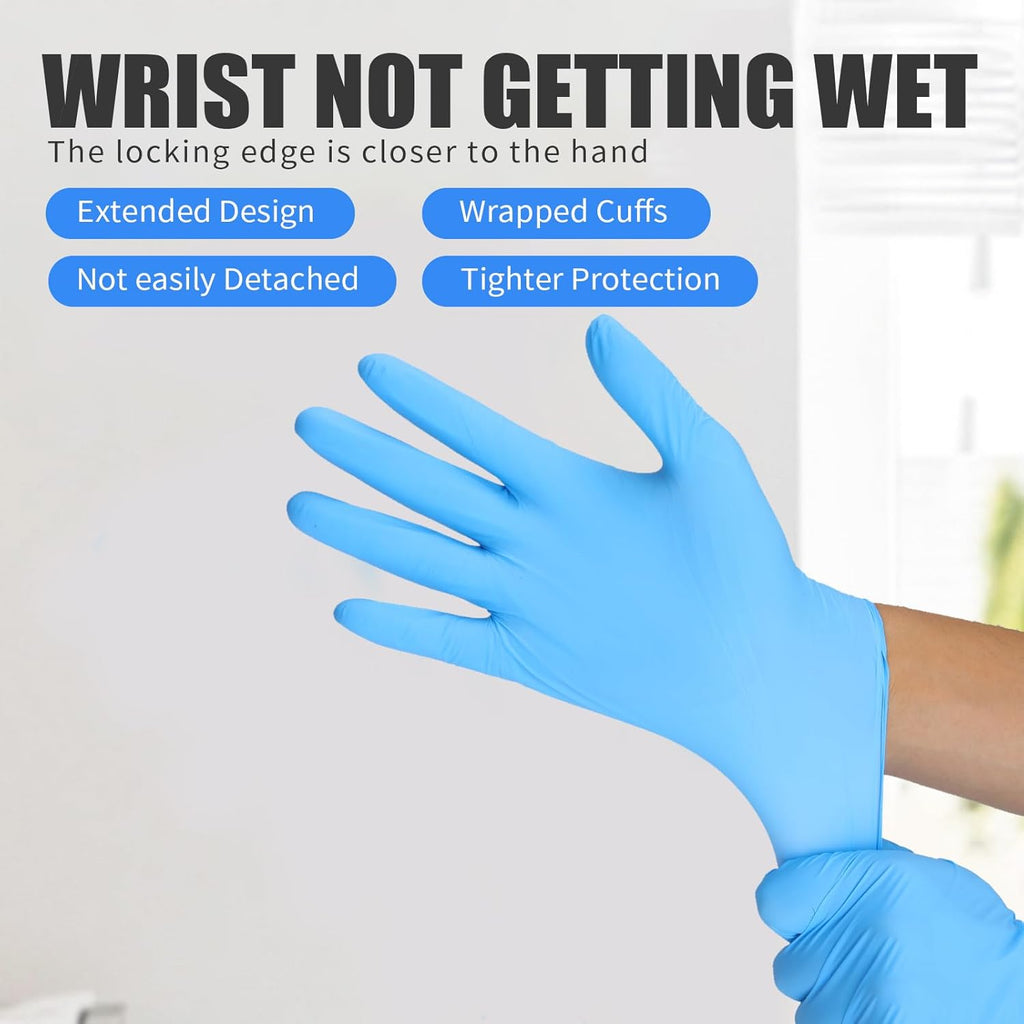 LW Concept Blue Nitrile Gloves,Disposable, Strong, 4mil Cooking Gloves, Latex Free Powder Free