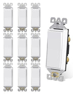 AIDA Matte White Single Pole Decorator Light Switch, 15Amp, 120/277V, Decorative Paddle Rocker Switch Replacement, Electrical Wall Switch,Residential/Commercial Grade, UL/CUL (10 Pack)