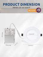 4-inch LED Recessed Lights - Slim Recessed Ceiling Light with Junction Box, 9W 5CCT Selectable Canless Lighting fixture, Dimmable, Easy Install for Bedroom, Kitchen, Living Room, 12 Pack, White