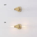 Gold Knurled Texture Wall Sconce Clear Glass Shade Modern Bathroom Vanity Light Fixtures 2-Lights Mid Century Wall Light for Mirror Living Room Hallway E26 T10 Bulbs(Excluded)