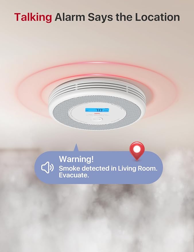 X-Sense Combination Smoke and Carbon Monoxide Detector with Voice Location, Interconnected Smoke Detector Carbon Monoxide Detector Combo with Base Station (Included), Model XP0A-MR31