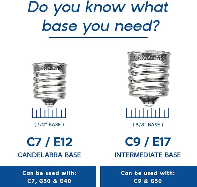 Novelty Lights 25 Pack C7 Warm White Outdoor Globe Bulbs, Light Bulbs Glass Vintage Filament Bulbs, Vintage Christmas Replacement Bulbs