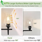 2025 Upgrade 3-Light Bathroom Light Fixtures, Black Vanity Lights for Bathroom with Clear Glass, 19.5 Inch Bathroom Lighting Fixtures Over Mirror, Modern Wall lamp for Cabinet Hallway