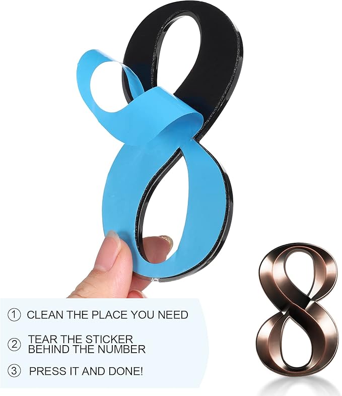 Jetec 10 Pcs House Numbers 3D Door Mailbox Numbers 0-9 Self Adhesive House Door Street Address Stickers for, Apartment, Office, Hotel Room, Mailbox Signs(5 x 3.15 Inches,Coppery)