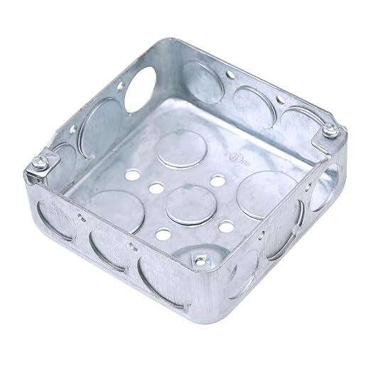 20 Pack 4" Square Electrical Box, 1-1/2'' Deep Metal Electrical Junction Box, 21.0 Cu. in. Capacity, Galvanized