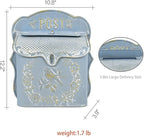 Mailbox Wall Mount Mailboxes for Outside Vintage Mail Boxes for House Outside Metal Drop Box Antique Style Nostalgic Charm Home Decorative, Bird Pattern, Blue