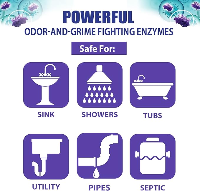 SANI 360° Sani Sticks Drain Cleaner and Deodorizer, Enzyme Pipe Cleaners, Eliminate Odors, Prevent Clogged Drains, Safe for Sinks, Bathtub Drains, Septic Tanks, 24 Count, Oak Moss