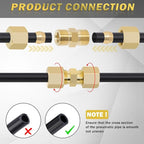 1/2 Inch Compression Fitting,10 Pcs Brass Compression Tube Pipe Fittings, 1/2" OD X 1/2" OD Compression Union Connectors & 10 Pcs Sleeves Ferrules (Pack of 20)