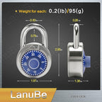 LanuBe Standard Dial Combination Lock, 2 in. Wide, with Different Combinations, Blue Turnplate, Pack of 48; Lock for School, Employee, Gym Sports Locker, Case, Toolbox, and so on