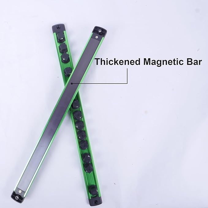 Magnetic Socket Holder Organizer Set:1/4-Inch Drive Socket Trays Socket, 360° Swivel 14 Clips Socket Holder Kit, For Automotive Mechanic Garage (Green)