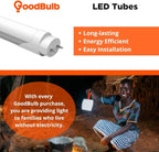 GoodBulb 48-Inch T8 LED Light Bulbs 18-Watt, 5000K Daylight White Light Color, 2800-Lumens, Type A+B with Medium Bi-Pin Base (Pack of 25 Bulbs)