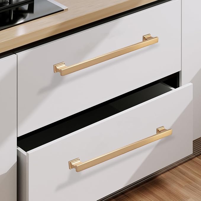 COTYKILEY 6 Pack 10 Inch(256mm) Champagne Copper Cabinet Handles Gold Kitchen Cabinet Pulls Cabinet Door Handles Kitchen Cabinet Hardware Cupboard Drawer Pulls Dresser Handles