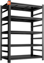 Garage Shelving Units, Heavy Duty 5-Tier Storage Shelves, Metal Adjustable Storage Rack, Steel Shelves, 2750 lbs Capacity, Industrial Shelving for Heavy Tools (Black, 23.62"Dx47.24"Wx77.44"H, 5-tier)