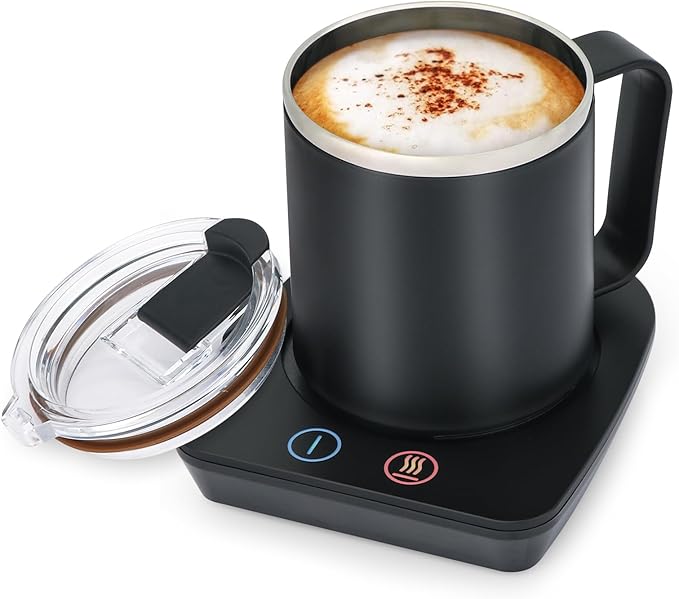 VOBAGA Coffee Mug Warmer with 15oz Mug Set, Electric Coffee Cup Warmer with Three Temperature Settings for Home Office Desk, Smart Coffee Warmer Plate with Auto Shut Off for Cocoa Tea Milk Candles