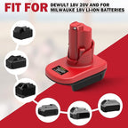 Battery Adapter for Milwaukee 12V M12, for DeWalt 20V & for Milwaukee M18 18V Lithium Battery Convert to for Milwaukee M12 12V Battery, for Milwaukee M12 12V Power Tool