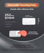 Large Mounting Putty No Trace, Museum Double Sided Tape Glue Adhesive Dots Clear Sticky Tack, Non-Toxic Picture Hanging Adhesive, 0.39 x 0.78 in (252 Pcs)