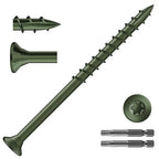 #10 x 3 Inch Deck Screws (135Pcs) 2lb. Exterior Wood Screws. Carbon Steel, Green, Flat Head, Rust Resistant epoxy Coated, with T25 Star Bit