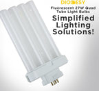 Diodesy- FML27/30K/2PK Fluorescent 27W 3000K Warm White Quad Tube FML CFL Plugin Light Bulbs, 4-Pin GX10Q-4 Base, 3000K-Warm White 2 Pack