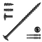 #14 x 4 Inch Lag Screws (70Pcs) 2lb. Structural Wood Screw, Black, Carbon Steel, Washer Head, Rust Resistant epoxy Coated, T30 Star Bit