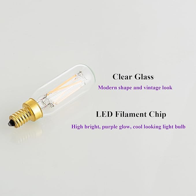 Small Base Purple Light Bulb E12 Colored Chandelier Light Bulbs, 4W 40 Watt Equivalent Dimmable Purple Candelabra Light Bulbs, 6 Pack