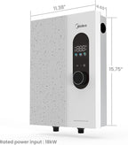 Midea 18KW Electric Tankless Water Heater, Touch Control, Wi-Fi Control, LED Display, Child Mode, 240 Volts with Automatic Power Modulation, On-demand Hot Water, White