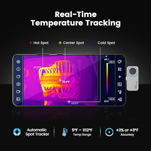 MILESEEY TR256i Thermal Imaging Camera for Android, 512×384 Super Resolution (256×192 Native IR) Infrared Camera, Smartphone Thermal Imager, 5°F~1112°F for Electrical, Building, HVAC Detection