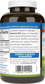 Carlson - Vitamin D3 5000 IU (125 mcg), Bone Health, Muscle Health, Cholecalciferol, Vitamin D Supplements, Vitamin D3 Soft Gels, 360 Softgels