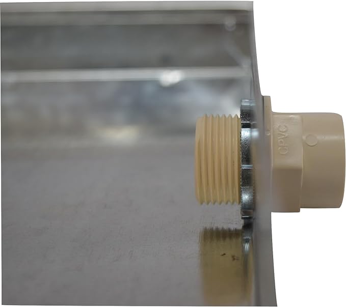 26GA Galvanized Drain Pan W/Connector & Hole-Rust-Free Made for Electric Water Heater & Air Conditioning Units Protects Floor from Water Damage, Easy to Install- 22"x22"x2"