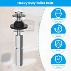 Hibbent 2 PCS Universal Toilet Seat Bolts Kit, Heavy Duty Stainless Steel Toilet Bolts with Extra Long Downlock Nuts Rubber Washers Gaskets, Easy to Install -Bathroom Toilet Repair Screw