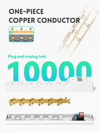 PLUGTUL 2 Pack Surge Protector (980 Joules), Flat Plug Power Strip, 4FT Extension Cord with Multiple Outlets, 6 Outlets, ETL Listed, 14 Gauge, Wall Mountable for Home Office Garage, White