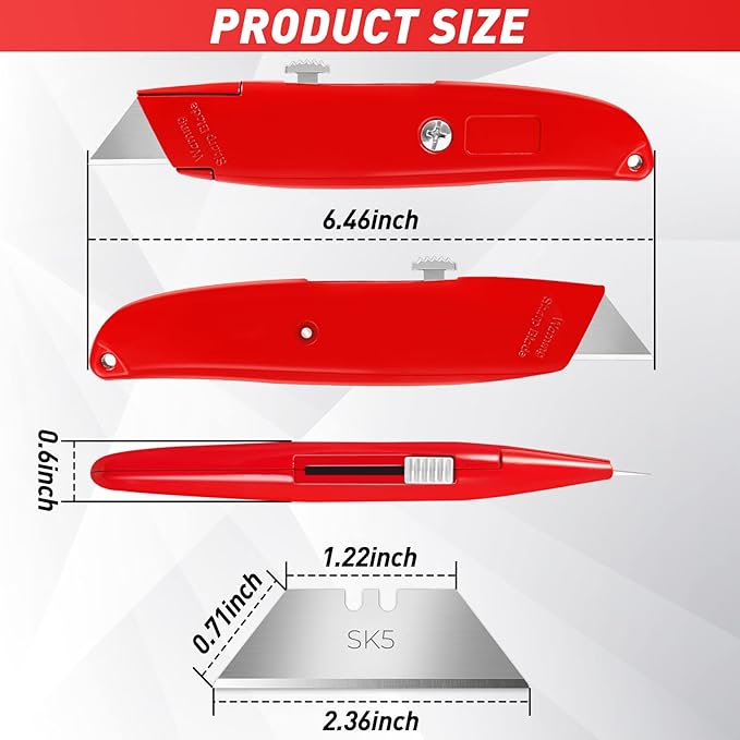 DIYSELF 4 Pack Box Cutter, Utility Knife, with 10 Extra SK5 Blades, Aluminum Shell Box Cutter Retractable for Papers, Cardboard, and Cartons, Razor Knife, Box Opener (Red, Blue, Yellow, Black)
