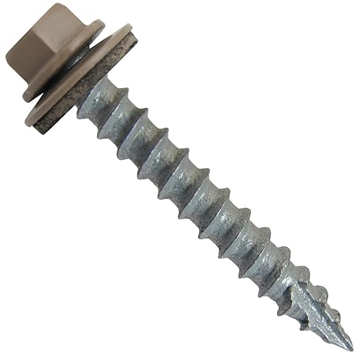 #14 Metal Roofing Screws(250) Screws x 1-1/2" Buckskin Hex Washer Head Sheet Metal Roof Screw. Self Starting/self Tapping Metal to Wood with EPDM Washer. Colored Head. for Corrugated Roofing