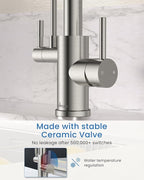 APPASO Kitchen Faucet with Drinking Water Faucet, 3 in 1 Pull Down Faucet with Purfied Water Faucet, 20 Inches High Arc Kitchen Water Filter Faucet, Brushed Nickel (Without Filtration Device)