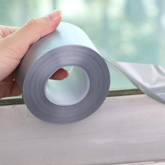 Window Insulation for Winter Weather Sealing Tape 2 Inch x 50 Yards Weather Stripping Residue Free Draft Isolation Sealing Film Tape for Doors Windows and Shower Glass Gaps Gray Color