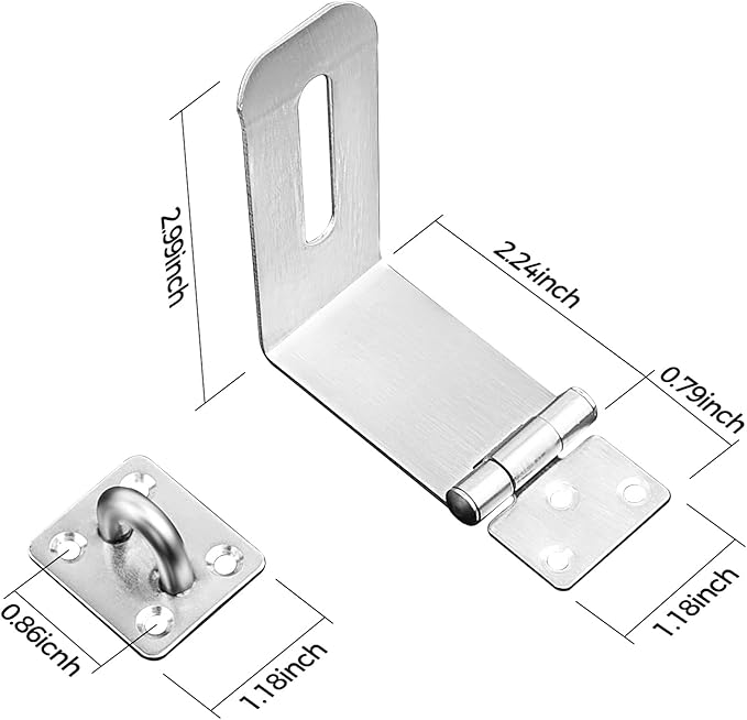 Hasp Latch, 90 Degree Solid 304 Stainless Steel File Cabinet Lock Desk GEMASP Drawer Lock, Safe Security Padlock Latch Hasp Lock for Personal Privacy (Large)