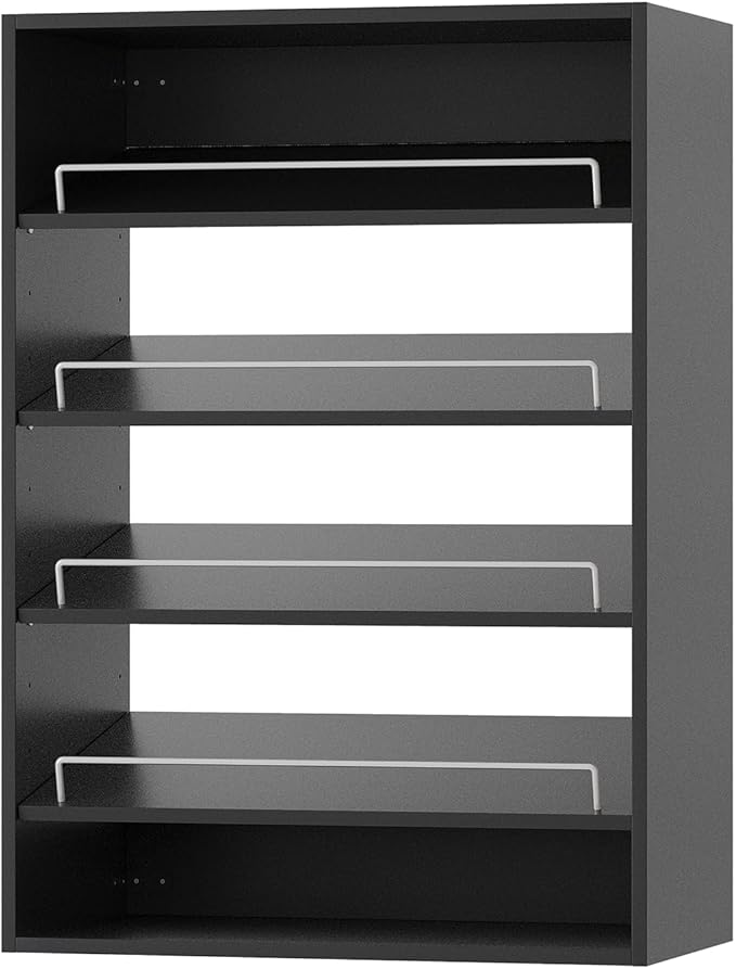 Shoe Shelf Short Tower Closet Unit, Modular Wood Closet System Organizer with Storage, Clothing Rack for Hanging Clothes, Bedroom, Black, 31.5" W