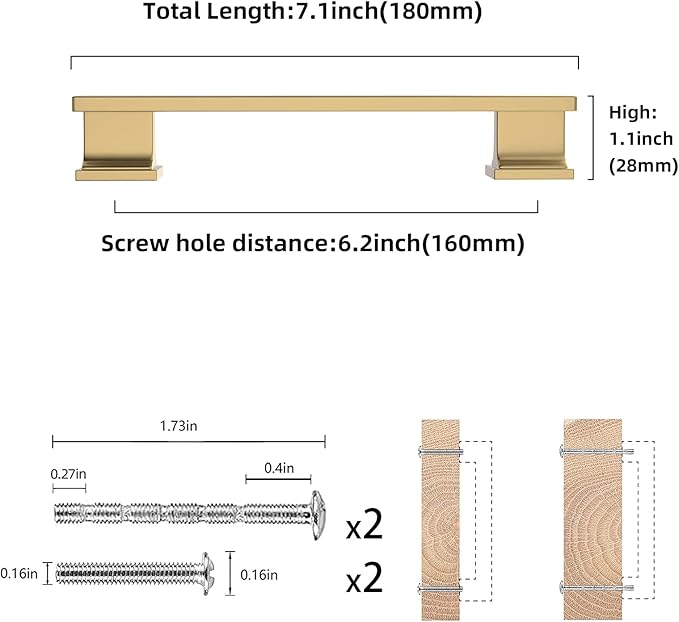 COTYKILEY 10 Pack 6-1/4 Inch(160mm) Champagne Bronze Cabinet Handles Gold Kitchen Cabinet Pulls Cabinet Door Handles Kitchen Cabinet Hardware
