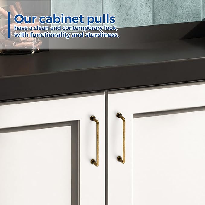 JOY DECOR Cabinet Pulls – 5 Inch Hole Center, Antique Brass, 30 Pack, Zinc Alloy Cabinet Handles for Drawers & Cupboard – Vintage Style Hardware for Kitchen, Bathroom, Dresser, Furniture Makeover