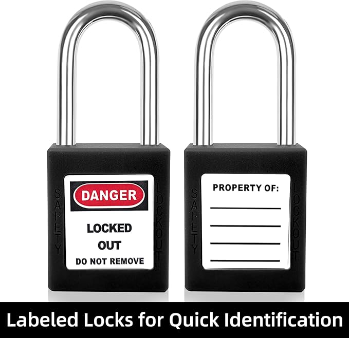 Lockout Tagout Locks Set-5pcs Black Keyed Different Locks, 2 Keys Per Lock, OSHA Compliant Safety Padlocks for Electrical Lockout Tag Out Kit