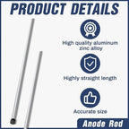 Tandefio 1 Pcs Anode Rod for Hot Water Heater Aluminum Zinc Compatible with Rheemm A. O. Smith, Replacement NPT Hot Water Tank Anode Rod, Corrosion Protect, Rotten Egg Smell(3/4 Npt X 44 Inches,)