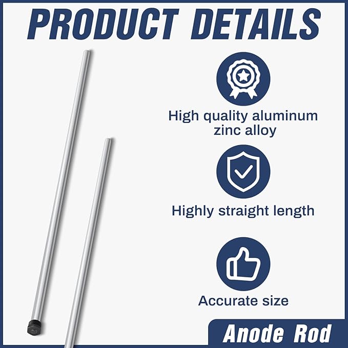 Tandefio 1 Pcs Anode Rod for Hot Water Heater Aluminum Zinc Compatible with Rheemm A. O. Smith, Replacement NPT Hot Water Tank Anode Rod, Corrosion Protect, Rotten Egg Smell(3/4 Npt X 29 Inches)