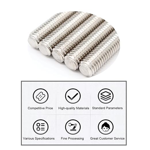 5/16"-18 Fully Threaded Rod Studs 5 Pack 5" Long Threaded Screw 304 Stainless Steel Right Hand Threads All Threaded Rod Studs for Anchor Bolts Clamps Hangers U-Bolts