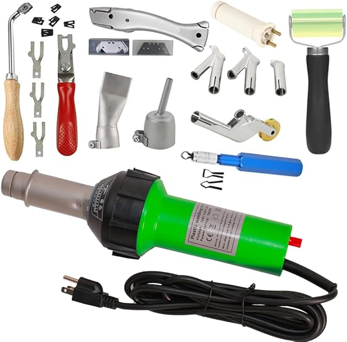 Beyondlife 1600W Hot Air Plastic Welder Heat Gun PVC Vinyl Flooring Welding Tool Hot Gas Pistol Kit, with Various Welding Accessories
