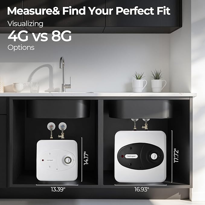 4 Gallon Electric Tank Water Heater, 120V 1500W Under Sink Instant Hot Tank Water Heater for RV, Camper, Kitchen, Food Truck, Wall or Floor Mounted, White