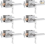 HOSOM 6 Pack Entry Exterior Door Levers Locksets with Lock and Keys Door Knobs Interior Modern Entrance Door Handle Heavy Duty Door Lock, Satin Nickel