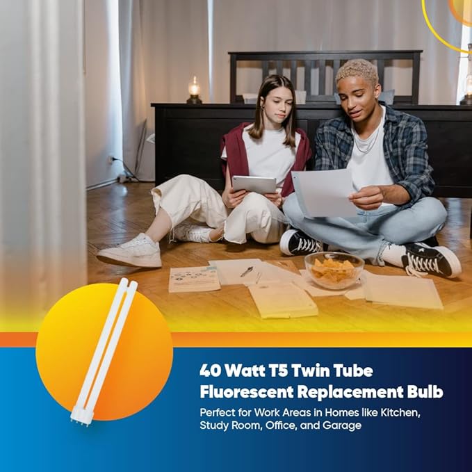 Technical Precision 40W T5 Fluorescent Light PLL Twin Tube Replacement for Athalon F40/30bx/spx41 Light Bulb 2G11 Base 4 Pin CFL Bulb - 4100K - 18000 Hours - 3100 Lumens